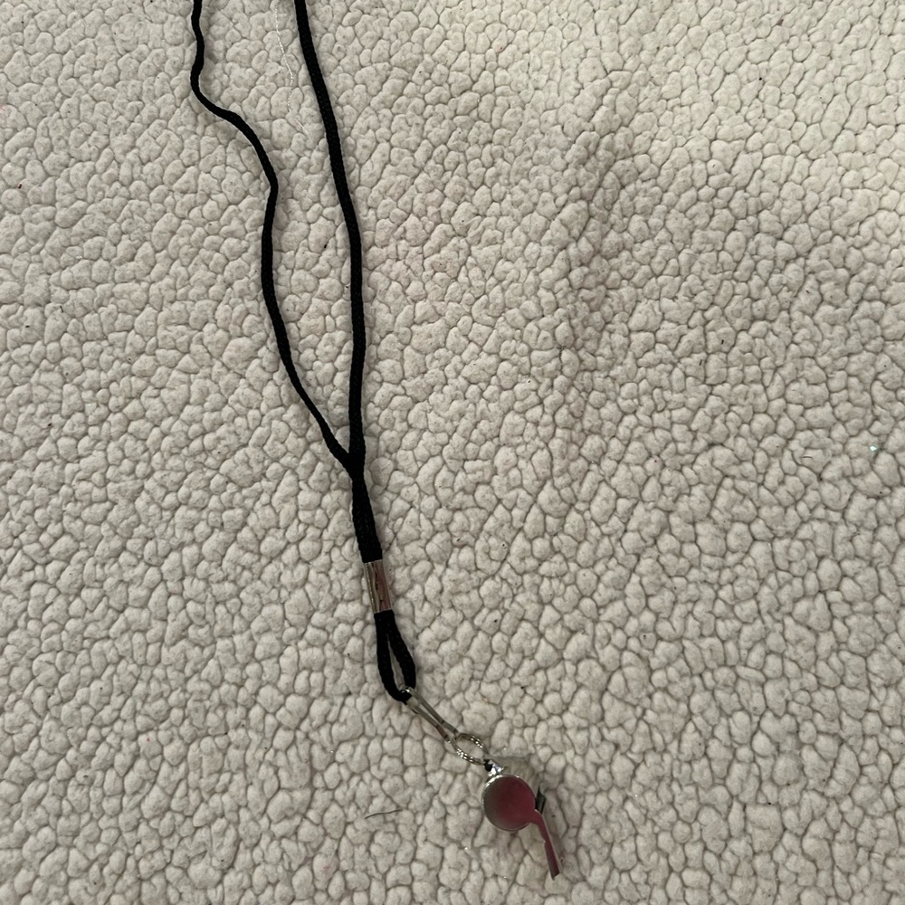 Black Lanyard with Pink Whistle Pendant